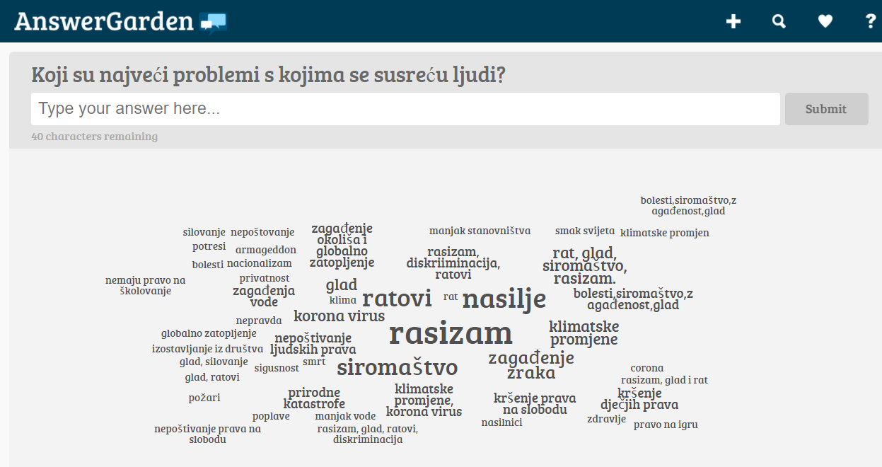 AnswerGarden - globalni ciljevi odrivog razvoja